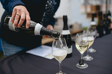 Clare Valley glass half filled with white wine