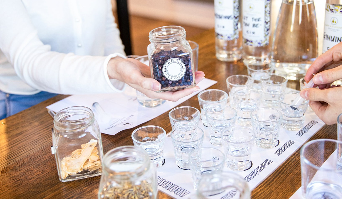 Bass and Flinders gin masterclass set up