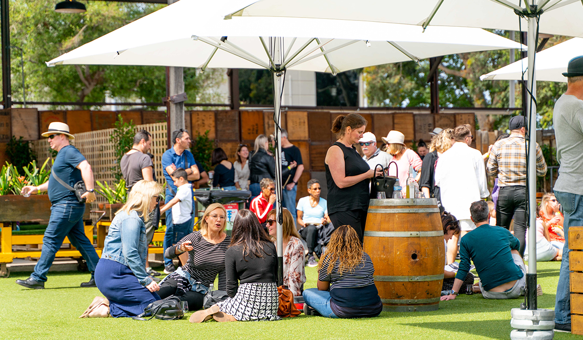 Patrons enjoying the Wine and Cheese Festival