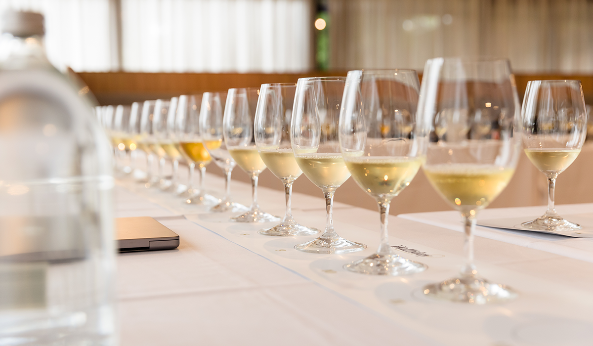 A flight of white wine