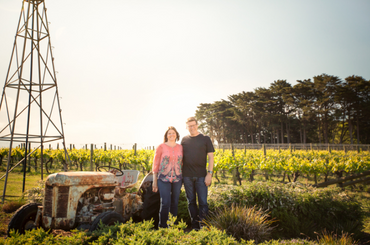 Martin and Karen Spedding pose in a vineyard