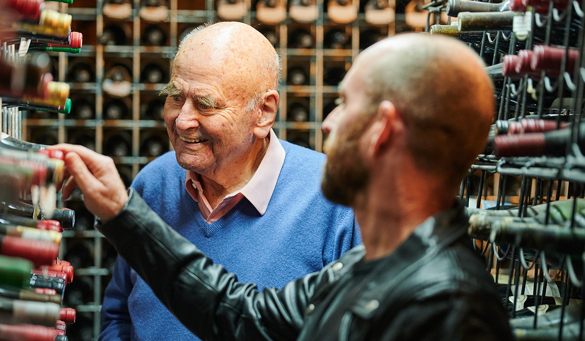 James Halliday and Campbell Mattinson in James' cellar