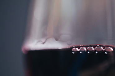 Close up of a glass of red wine 