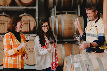 Stanton & Killeen owners and winemaker tasting fortified wine