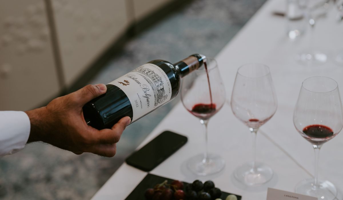 2022 Bordeaux being poured into a glass
