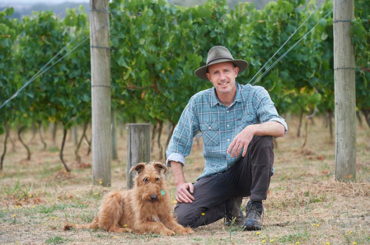 Heroes winemaker James Thomas in the vineyard