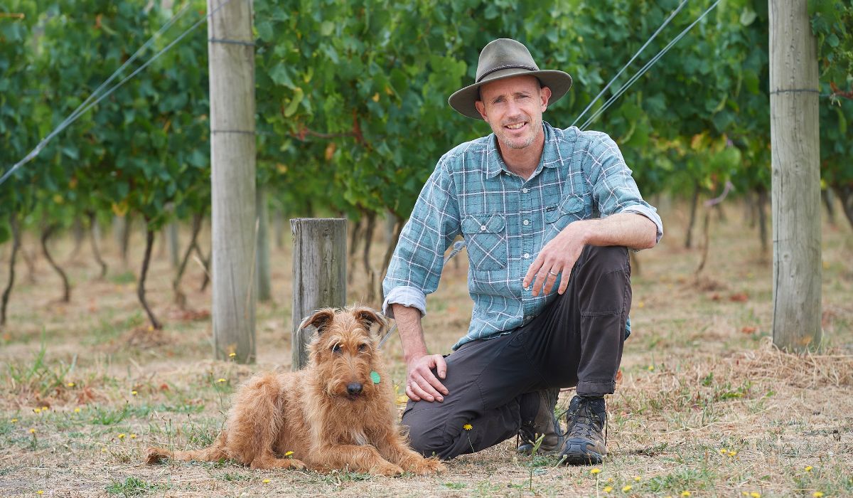 Heroes winemaker James Thomas in the vineyard