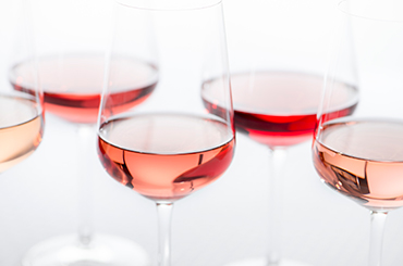 Group of rosé wine glasses