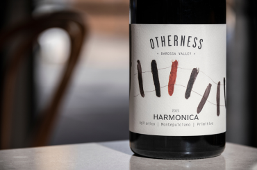 Close up of a red wine bottle