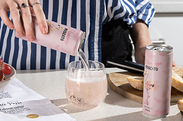 Wine being poured from a can