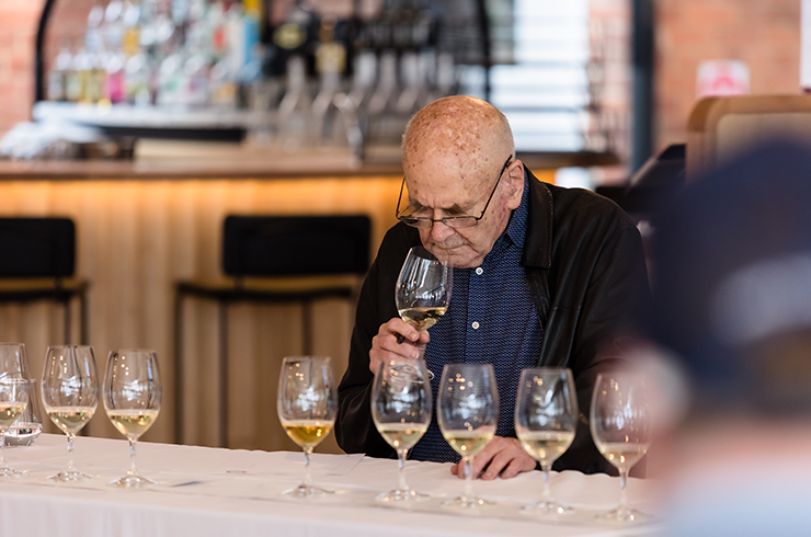 James Halliday tasting wine
