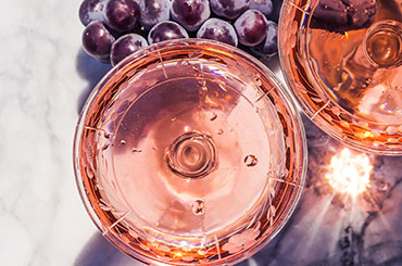 Glasses of rosé wines shot from above