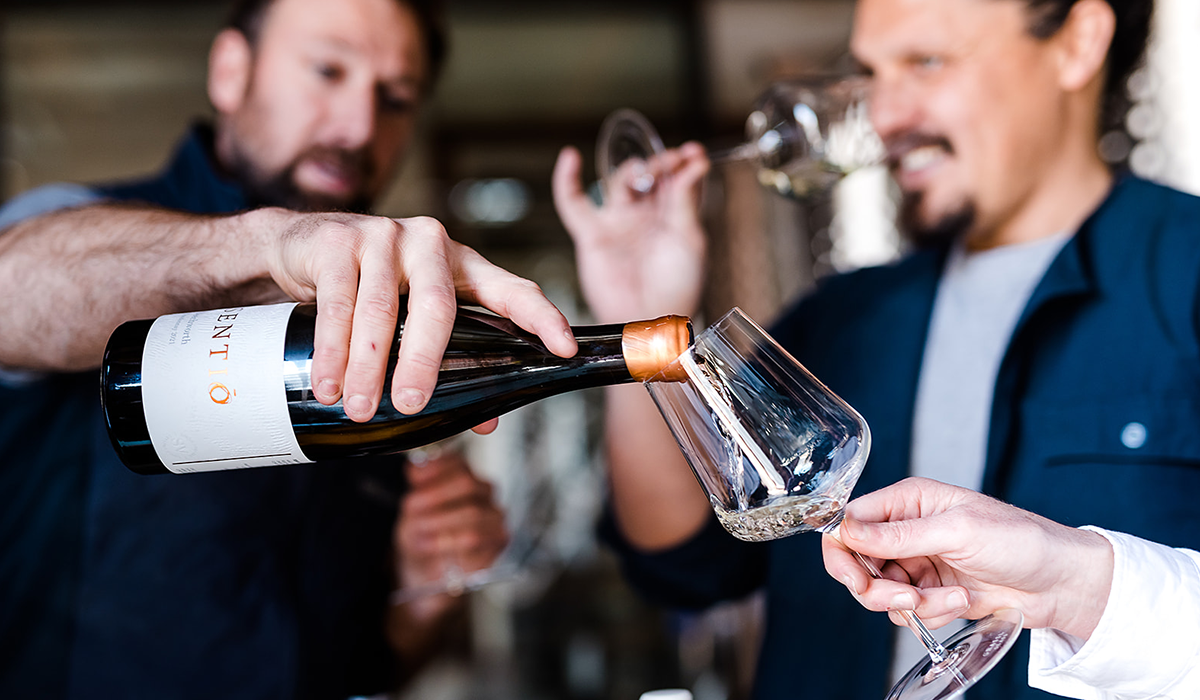 Sentio wine being poured