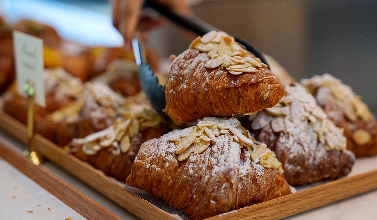 Almond croissants pair with sparkling shiraz