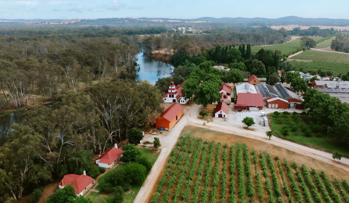 Bird's eye view of Tahbilk winery