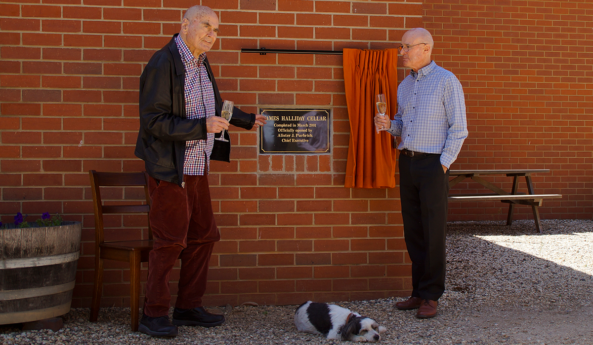 James Halliday and Alister Purbrick unveiling the James Halliday Cellar