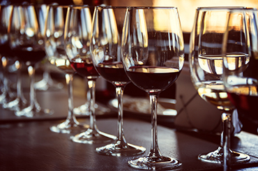 Different wines in glasses