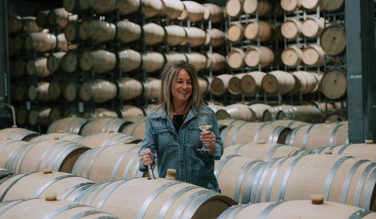 Virginia Willcock in the barrel room at Vasse Felix