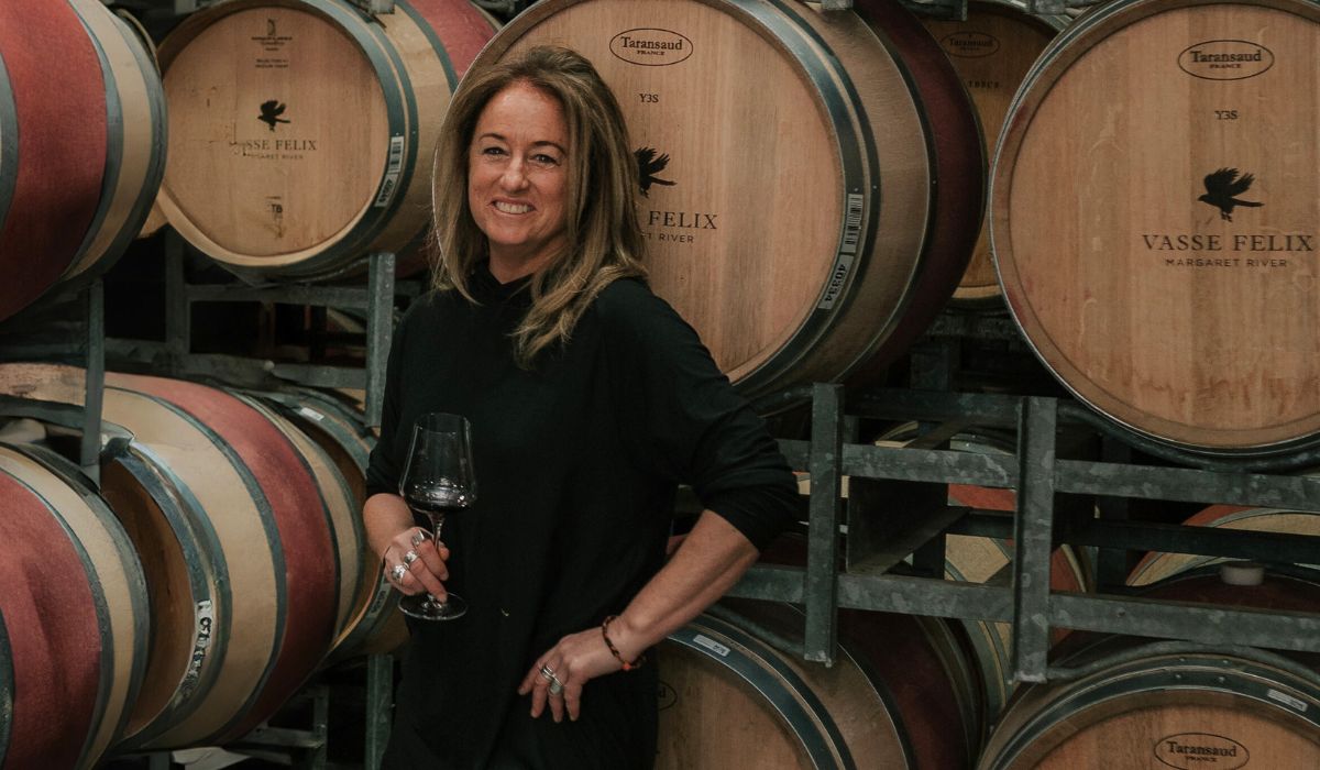 Virginia Willcock in the barrel room at Vasse Felix