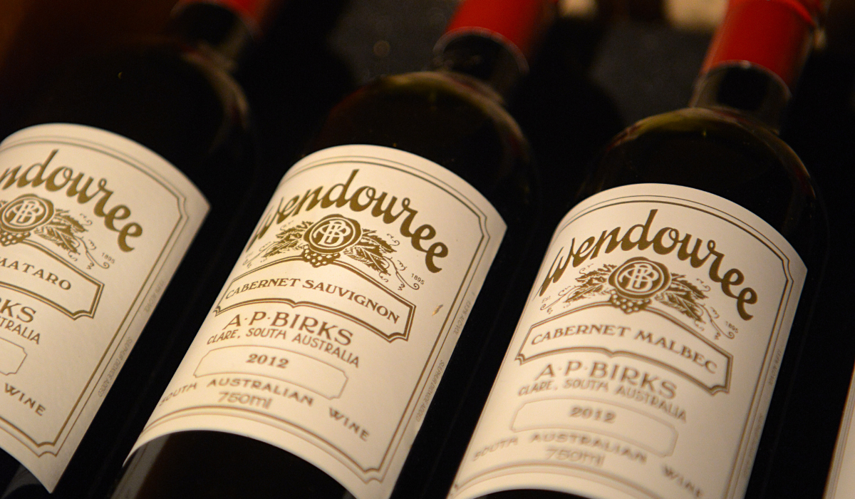 Close up of wine labels