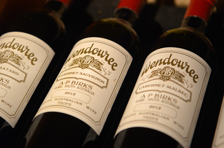 Close up of wine labels