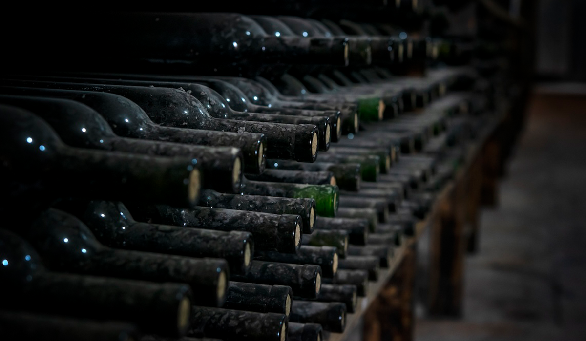 Dusty wines in a cellar