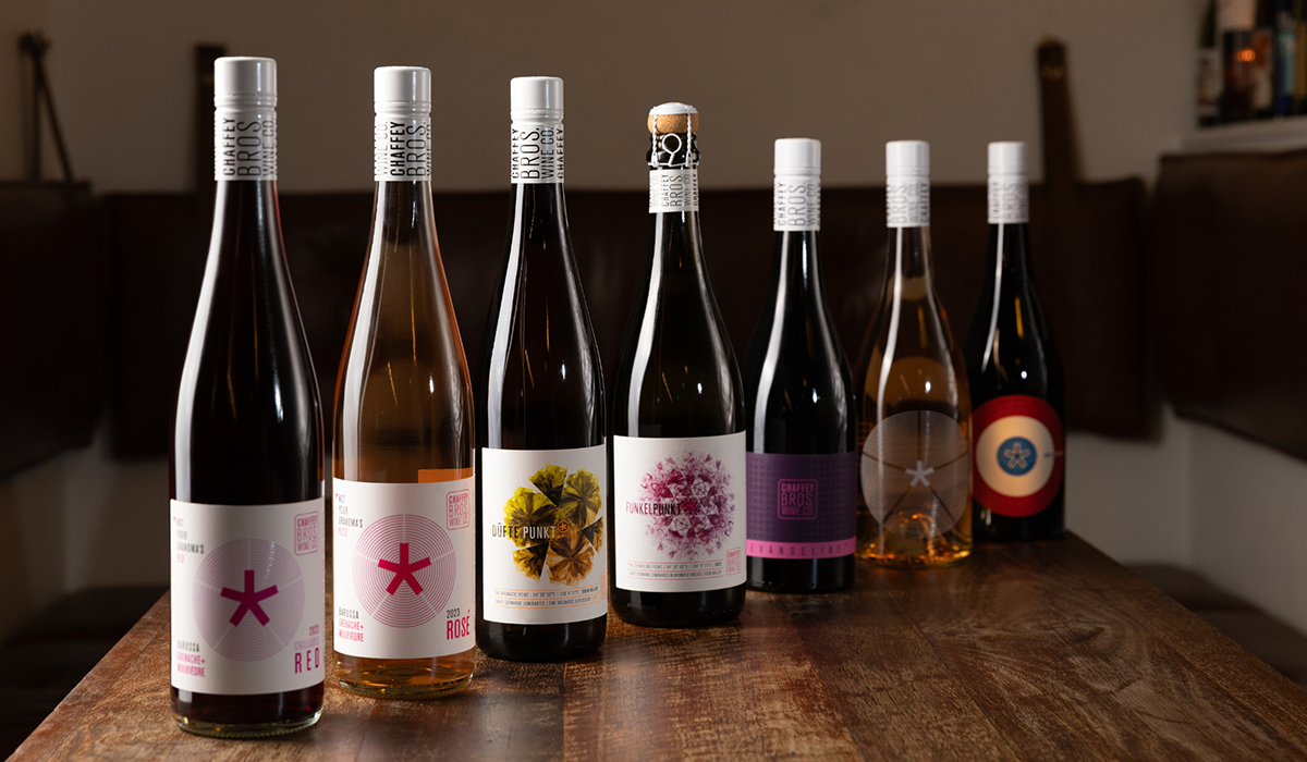 Chaffey Bros wines on table
