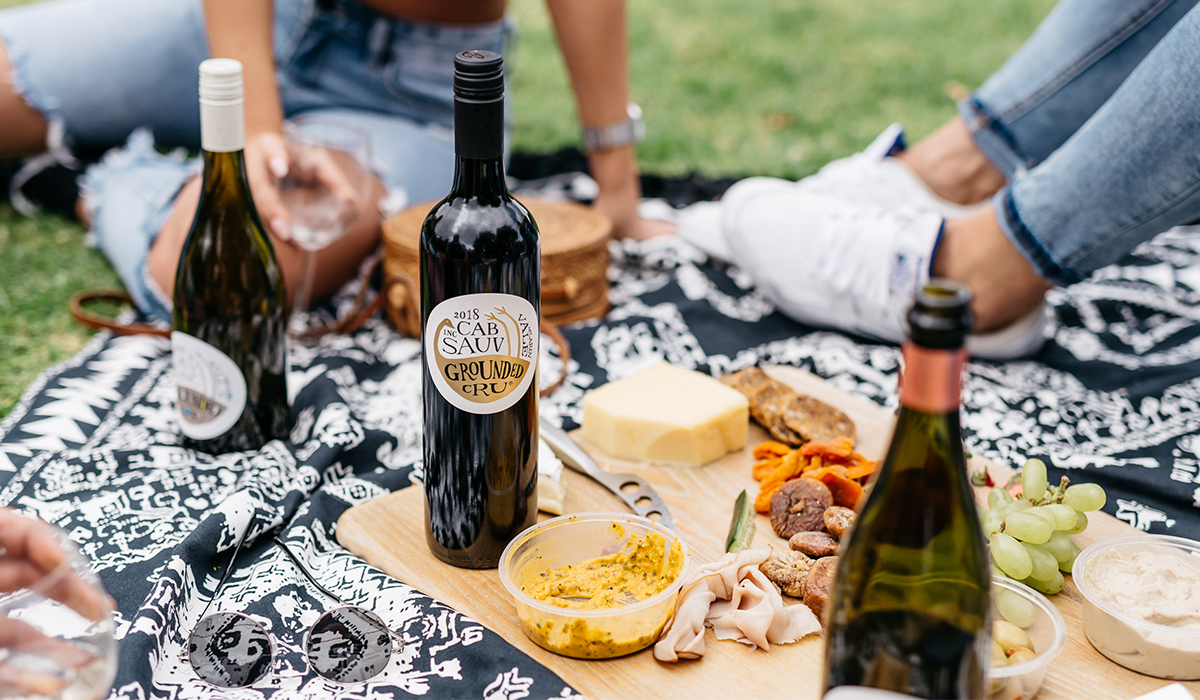 Grounded Cru wines at picnic