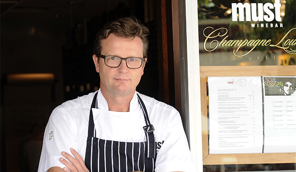 Chef Russell Blaikie outside Must Winebar, Perth 