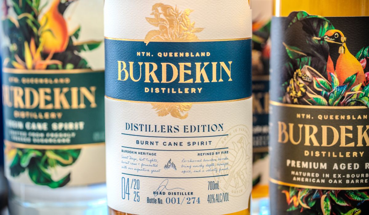 Close-up of Burdekin rum labels