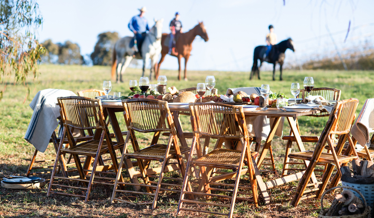 A food-filled table at Orange Fire Festival 