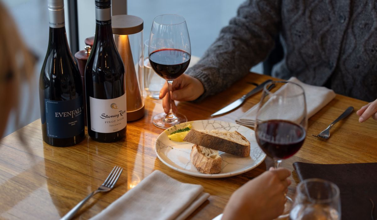 Dinner with wine in Launceston
