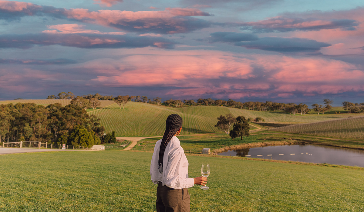 Woman in Longview vineyard