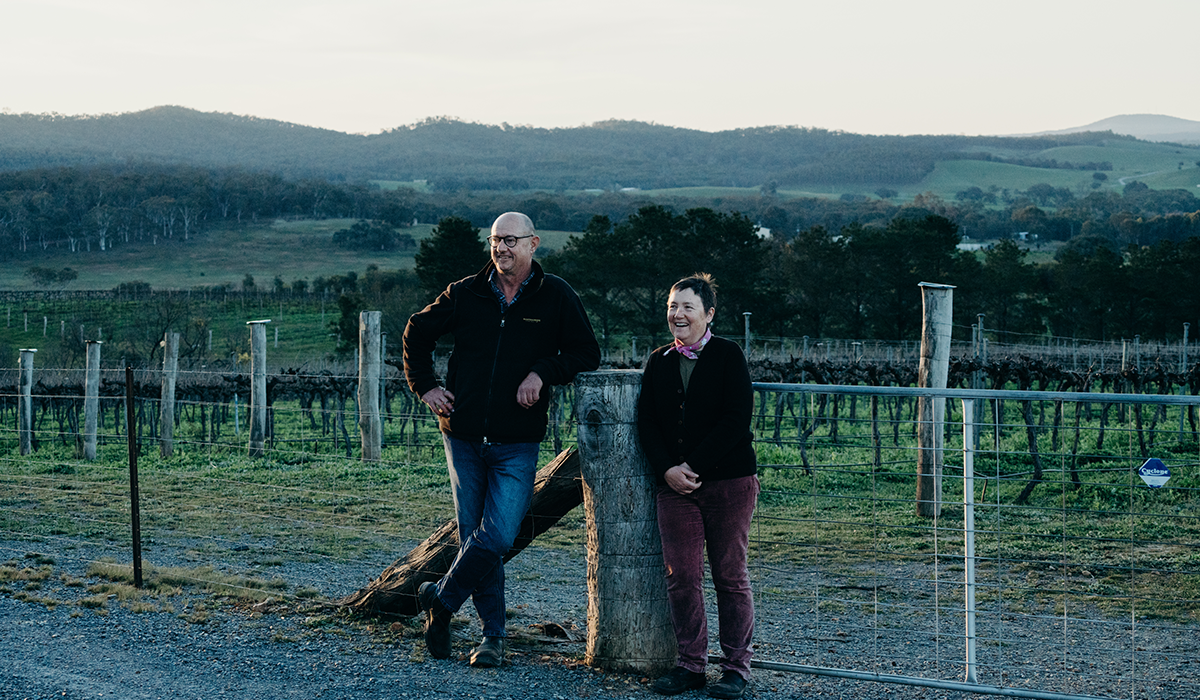 Neil and Fiona in the vineyard