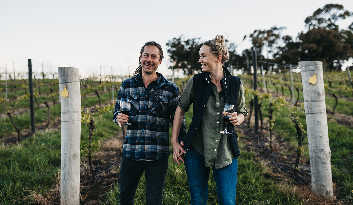 ChaLou owners in vineyard