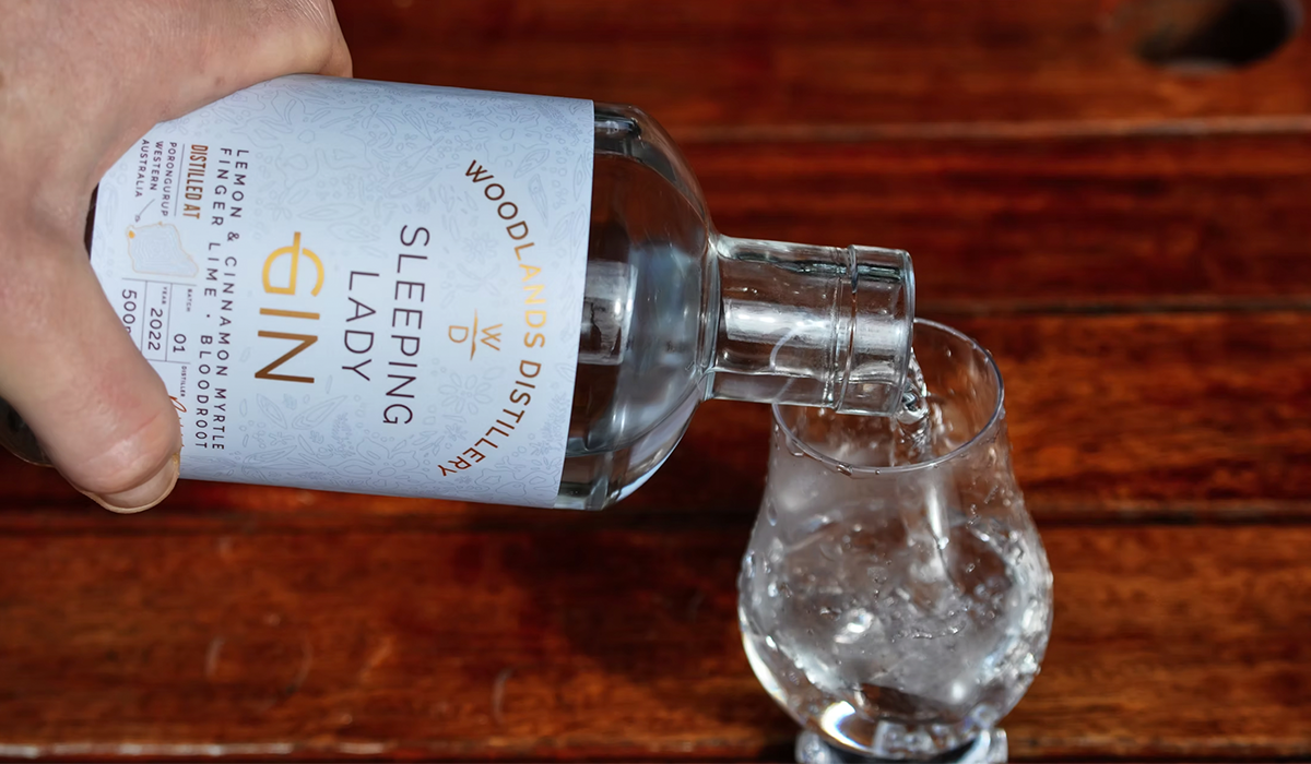 Woodlands Distillery gin being poured