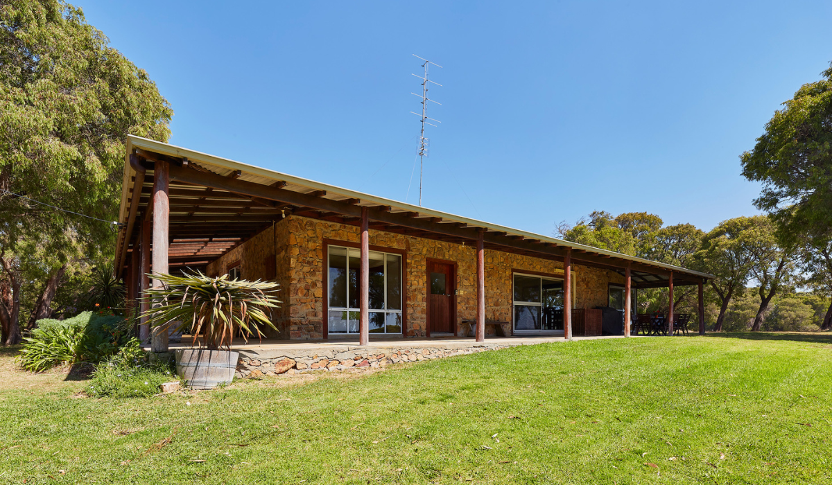 The exterior of a mudbrick house