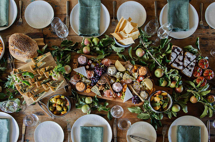 Charcuterie on dining table