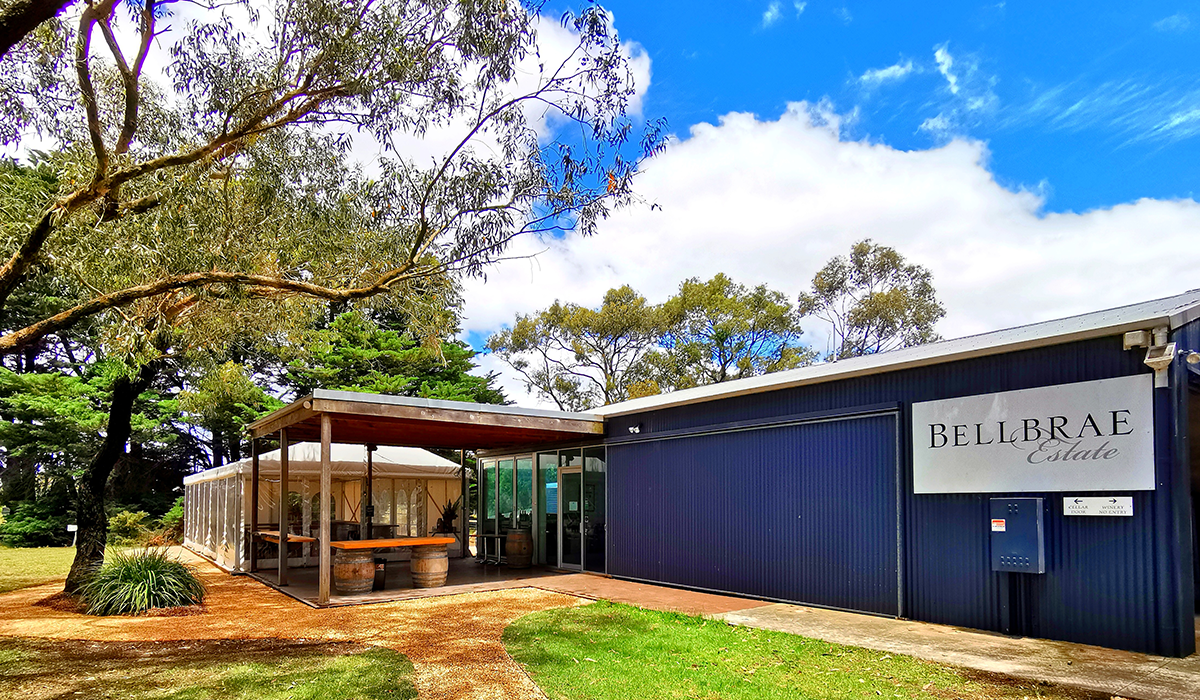 The view of the Bellbrae Estate cellar door