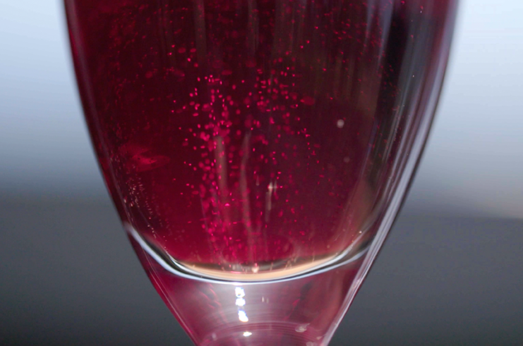 Close-up of a glass of sparkling shiraz