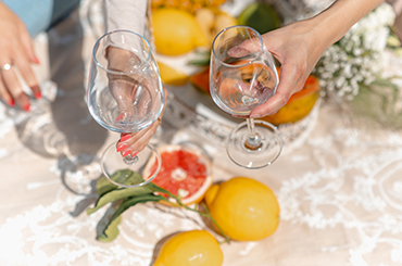 Wine in a spring setting