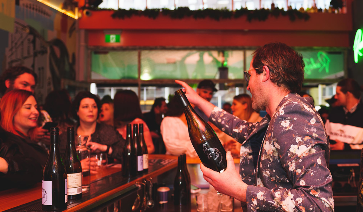 Small Island wine being poured