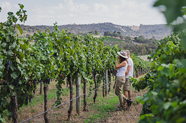 Raquel and Hugh Jones in the vineyard