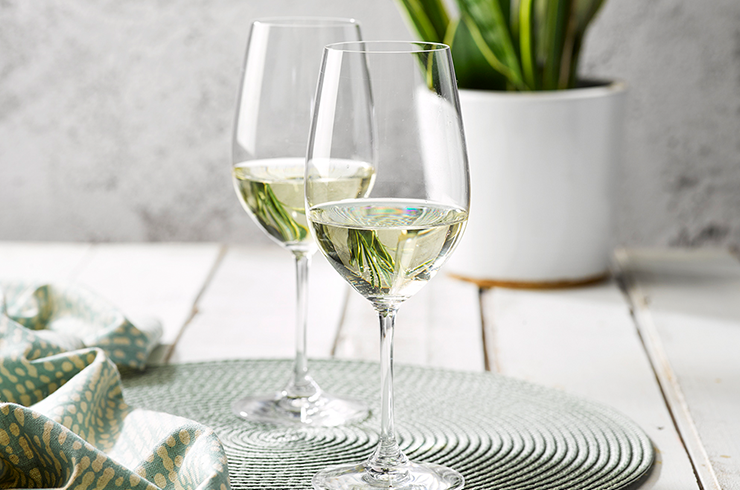 White wine in glasses
