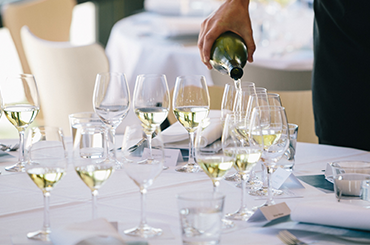 White wines in glasses