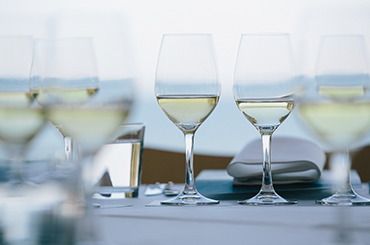 White wines in glasses