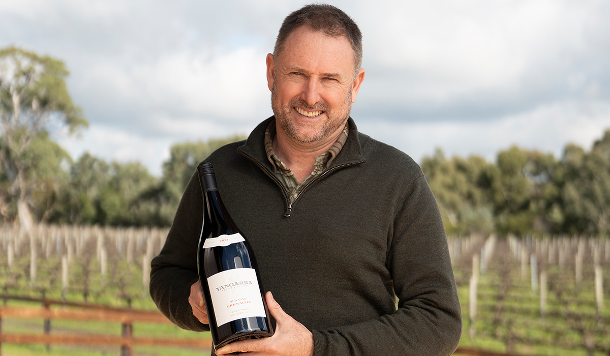 Peter Fraser holding the Yangarra Old Vine Grenache