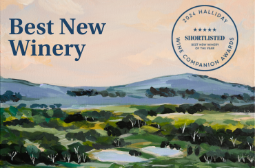 Best New Winery shortlist image on top of painted vineyard background