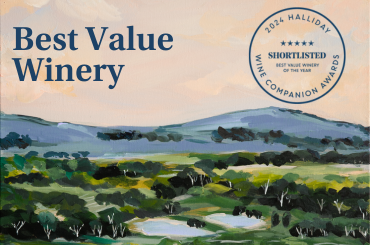 Best Value Winery shortlist image on top of painted vineyard background