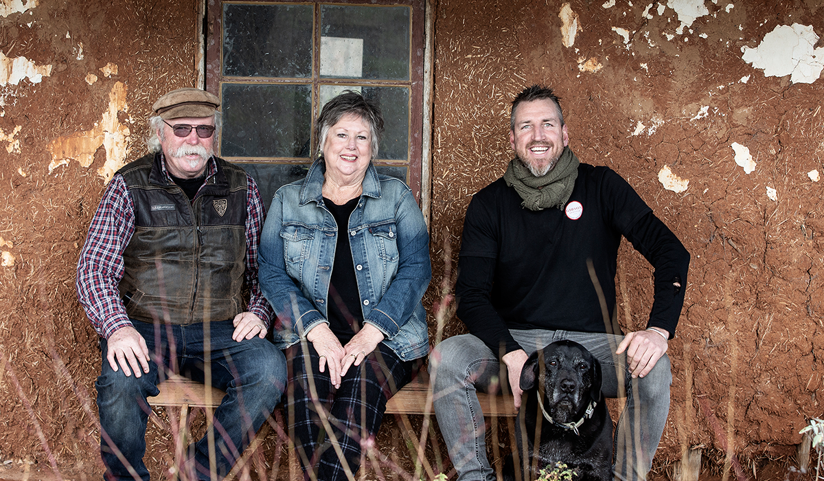 Rob Gibson, Anne Gibson and Adam Fiegert with Moose